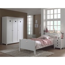 Pack - Lit Enfant, Chevet & Armoire "Amori" Blanc