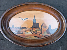 Tableau Ancien Marqueterie Paysage signé Rodi Alsace