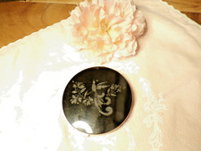 Vintage Poudrier rond doré et