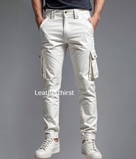 Pantalon en cuir blanc pour