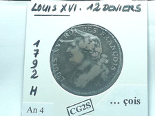 Louis XVI 12 Deniers 1792 H An 4 François