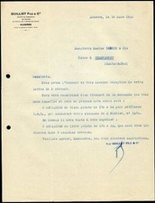 Facture 1925 Guilliet Fils & Cie à Auxerre dép 89 Yonne