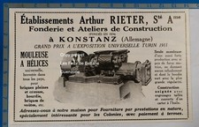 MOULEUSE A HELICES FONDERIE ARTHUR RIETER KONSTANZ  publicité 1932 advert 