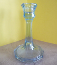 Petit bougeoir Verre translucide bleu à 12 pans H135mm bougie 2cm Art Déco