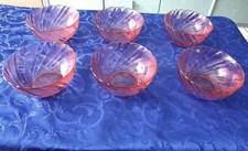 COUPE A GLACE, A FRUITS, EN VERRE AMBRE,  VERECO (LOT DE 6) NEUFS.