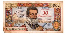 FRANCE Billet 50 NF sur 5000 FRANCS 30/10/1958 HENRI IV FAY°55 B.90 03934 TTB