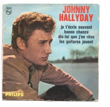 EP 45 T JOHNNY HALLYDAY JE T'ECRIS SOUVENT POCHETTE PAPIER PAS DE REF AU RECTO