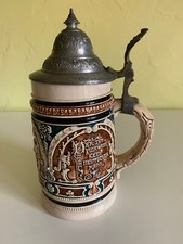 chope biere vintage allemande , couvercle étain, H21cm, 520cl