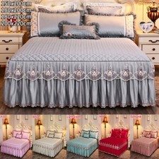 Princesse Lit Matelassé Jupe Dentelle Ruffle Couvre-Lit Coton Drap Literie