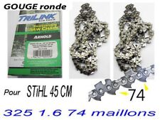 LOT 2 Chaine s  tronconneuse STIHL 325 1.6 74 maillons pr guide coupe 45 c RONDE
