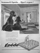 PUBLICITÉ DE PRESSE 1955 SOMMEIL ÉPÉDA QUEL REPOS SECRET DES MATELAS - CANICHE