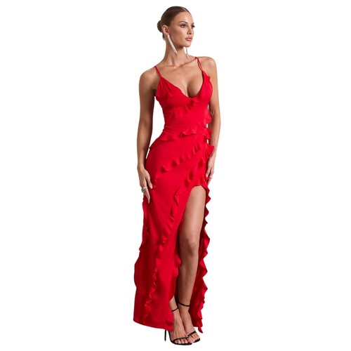 Nwt club red ruffle plunge - club,