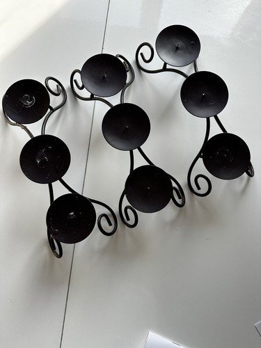 Lot bougeoirs noirs - bougeoirs,