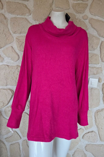 Pull col roulé - rose, an