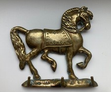 Cheval en laiton vintage accroche clefs, patère, porte-clefs mural