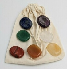 LOT DE 7 MINI PIERRES COULEURS CHAKRAS GALET CABOCHON OVALE POLIE LITHOTHERAPIE