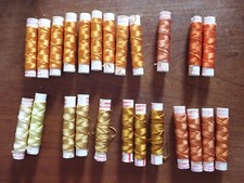 fusettes bobinettes tubinos soie Gutermann mercerie ancienne - jaune orange