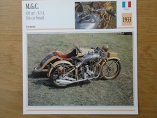 M.G.C. 600 cm3 N3A SIDE-CAR simard .1933 Fiche Moto Classic Motorcycle Card