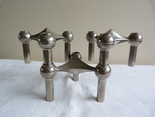 Lot de 3 bougeoirs Nagel S22  métal chromé  années 70