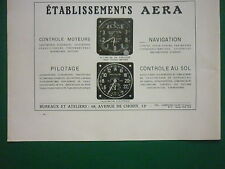 1939 PUB ETS AERA EQUIPEMENTS AVIATION AVION ALTIMETRE TACHYMETRE ORIGINAL AD