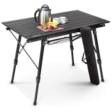 AREBOS Table de camping 120 x 70 cm Table à roulettes en aluminium Table pliante