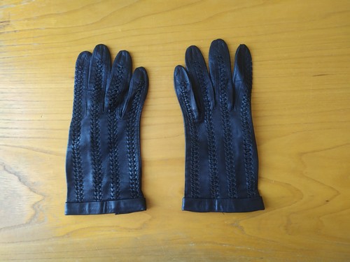 Anciens gants cuir noir - anciens, en