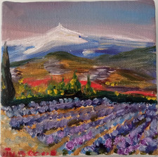LE MONT VENTOUX PROVENCE PARIS ART  TABLEAU PEINTURE HUILE JUMEAUX JEAN PIERRE