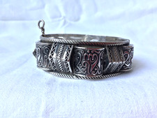 BRACELET JONC ARGENT MASSIF VINTAGE BERBERE ANCIEN ETHNIQUE FILIGRANNE