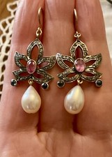 OR, ARGENT, DIAMANT, RUBIS, SAPHIR, PERLE, Sublimes ANCIENNES BOUCLES D’OREILLES