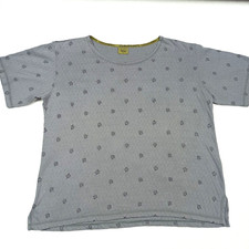 Gudrun Sjoden Chemise Femme XL Grise Coton Pointelle Jersey Blouse À Motifs