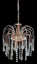 Ancien Lustre Vintage Suspension Verre Murano Goutte D Eau pampille Italie 