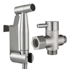 Kit Douchette Wc Acier Inox Douchette à Main Bidet avec Vanne WC 3 Voies 3/8"...