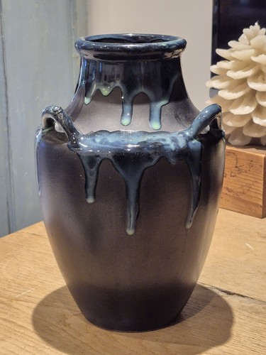 Vase grès émaillé bleu - grès,