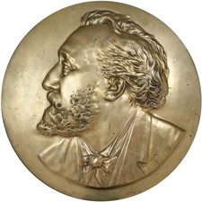 France, Médaille, History, Plaque médaillon Gambetta, TTB+, Gilt Bronze