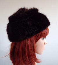 Chapka vintage en fausse fourrure marron foncé Taille 53 cm