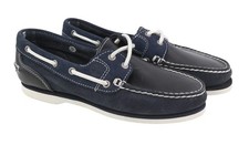 Timberland 26609 Femme Chaussures EU38/38.5 Bleu Foncé Bateau Cuir Slip Amande