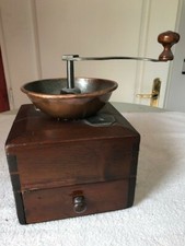 Moulin à café - Caisse bois et trémie cuivre