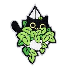 Patch Écusson Chat noir dans une plante (Réf 2a) - Thermocollant