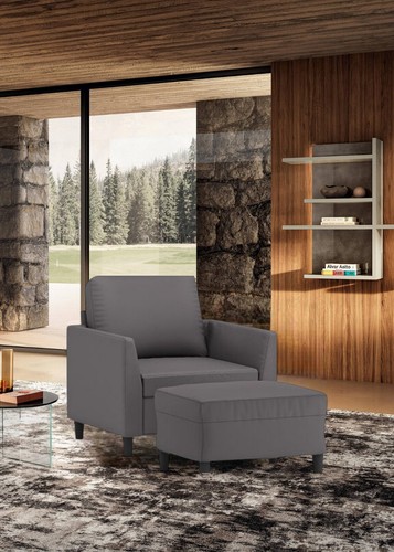 Fauteuil avec repose pied - avec, gris