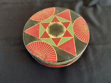 Boîte ronde ancienne en tôle motifs géométriques