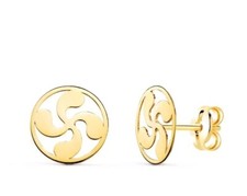 Boucles D'Oreilles Or 18k 750 Mls. Fermeture Presión. Lauburu, Croix Basque Pcd