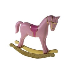Cheval à Bascule Rose en Bois – Noël Nostalgie Figurine Décorative