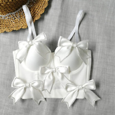 Femme Court Débardeur Gilet Soutien-Gorge Noeud sous-Vêtement Perlé Diamant