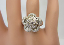 Bague Fleur En Diamant Champagne En Or Blanc 14K 1,16 CT