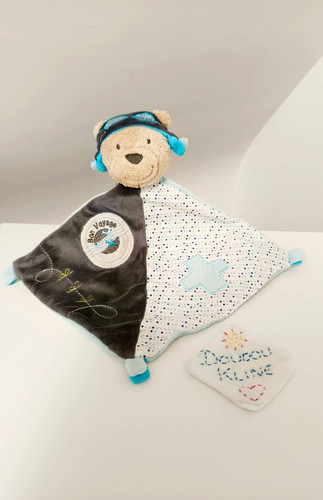 Doudou plat ours aviateur - doudou,