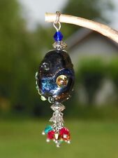 PENDENTIF Magnifique grosse Perle Artisanale en verre filé au chalumeau