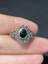 Bague En Argent Massif 925 Jonc Alliance Anneaux Créateur Ethnique Onyx