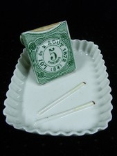 🇫🇷 ANCIEN PYROGENE PORCELAINE BOITE ALLUMETTES CENDRIER TROMPE L'OEIL DE 1872