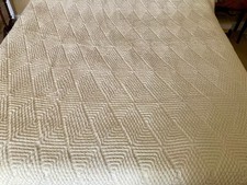 Couvre-lit couverture laine ecru cream wool bedspread Weiße Tagesdecke Wolle