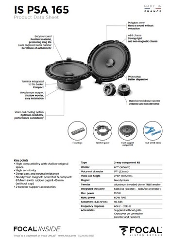 Focal psa 165 peugeot - is,